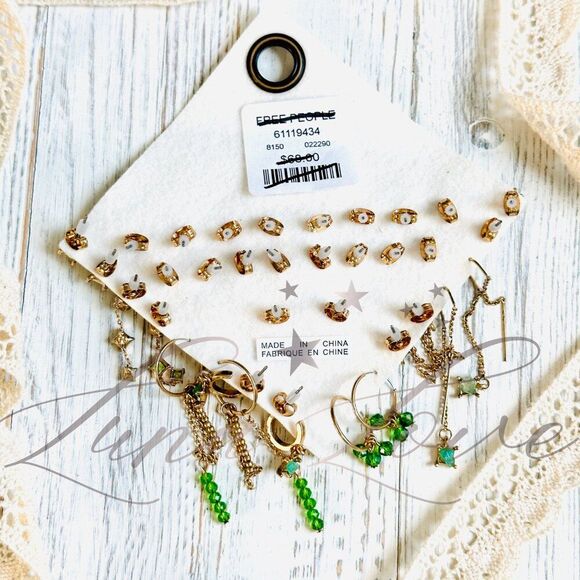 FREE PEOPLE Set For Life Stud Earring Set In Peridot NWT - Picture 4 of 4